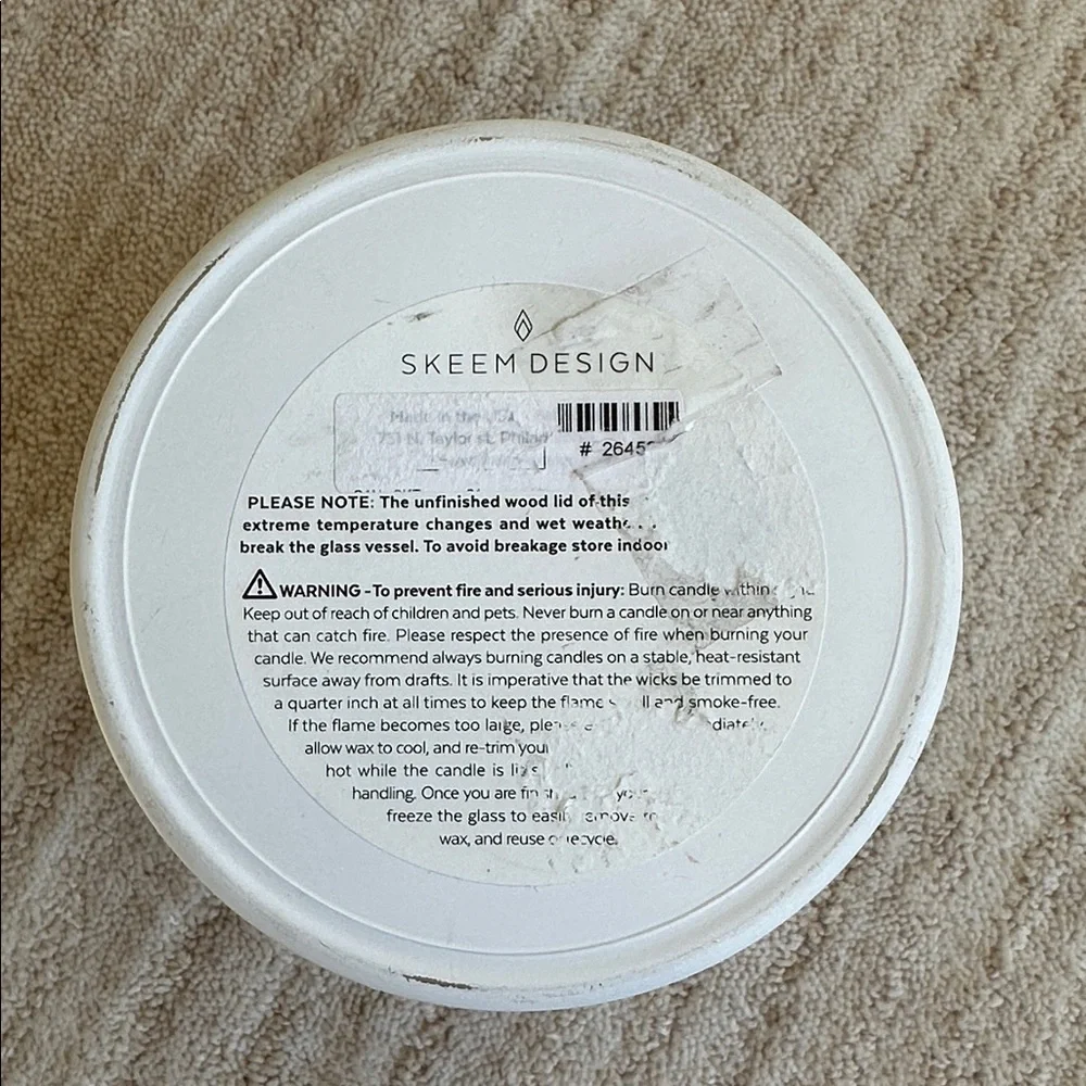 NWT Crate & Barrel Skeem Sea Salt Citronella Outdoor Patio Candle 3 Wick 80 Hrs
